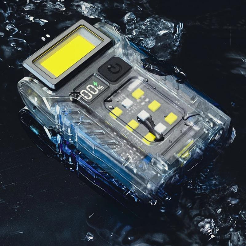 COB+SMD LED Outdoor Mini Flashlight USB-C Rechargeable Portable Torch Lamp Power Display Powerful Flashlight for Night Running