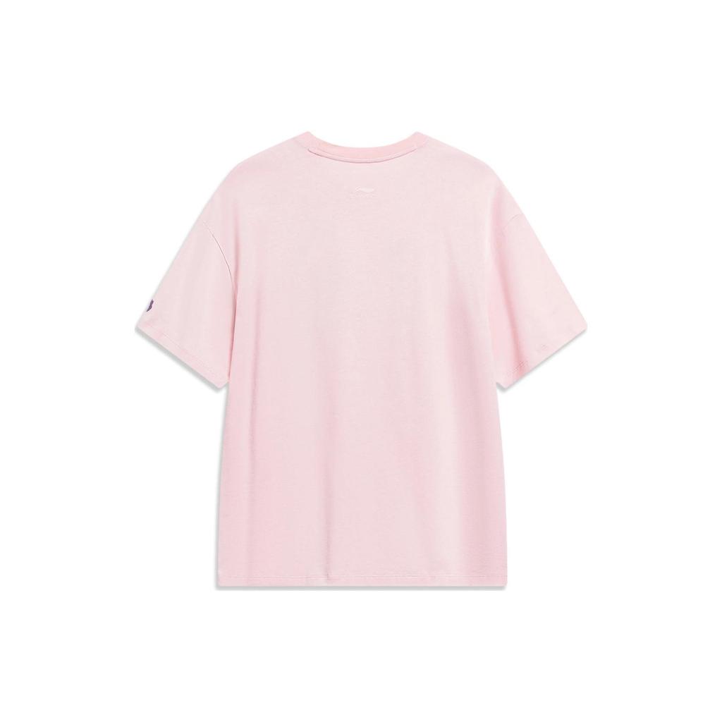 Li-Ning Li Ning Sports Fashion Collection T Shirts Women's Pink Crew Neck Moderate Straight Fit AHST564-3