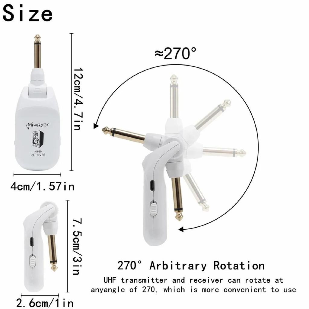 Guitar Wireless System HB-10 Audio Transmitter Receiver Rechargeable