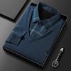 Fake Two-piece Tops Daddy Autumn and Winter Style Plus Velvet Thickening Warm Men's Lapel T-shirt Bottoming Shirt