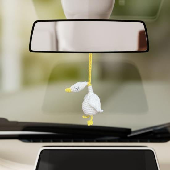 Crochet Goose Hanging Decoration Handmade Knitting White Goose Handbag Backpack Keychain