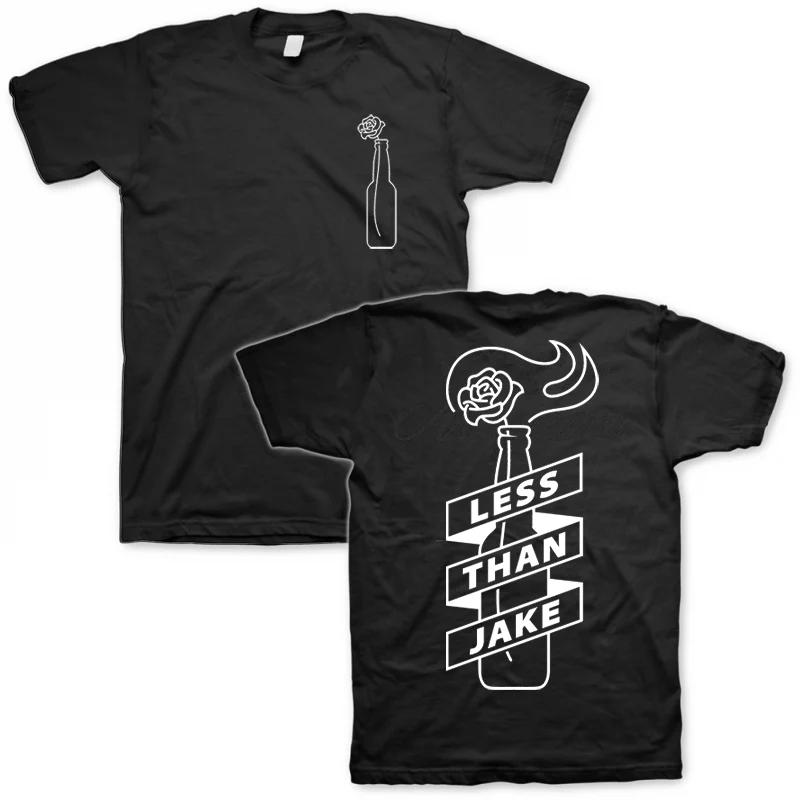Limited Hip Hop Men's T-shirt 90s Less Than Jake Punk Rock Band Tshirt Cotton Black  Print Overszied Short Sleeves