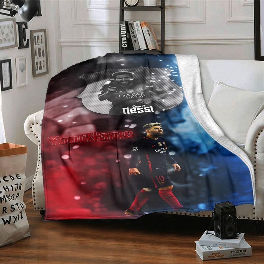 Messi Customize Text Blanket Gift Customizable Blanket Warmthful Decor Suitable for Sofa Couch Office Bed for All Occasions Gifts For Family Or Friend