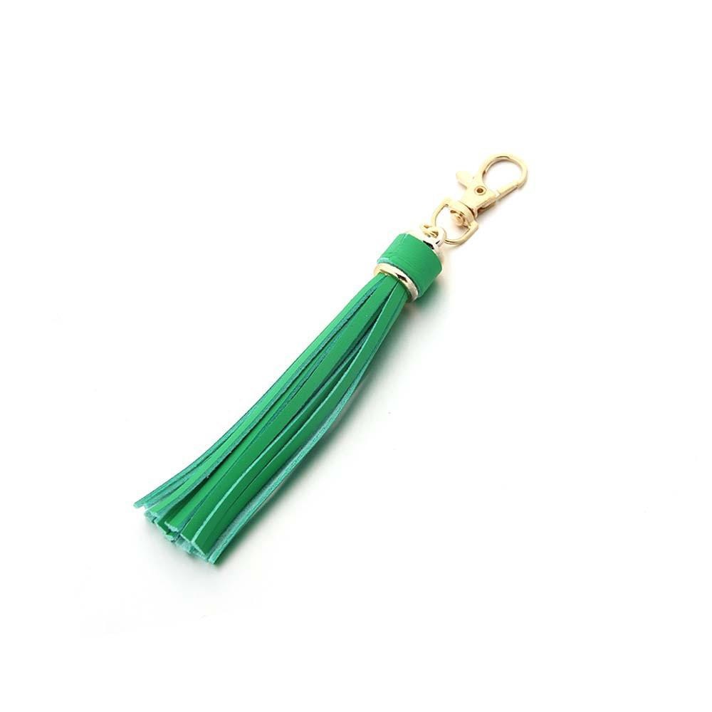 Fashion Gold Colour Alloy Lobster Clapes Leather Tassel Pendant Keychain for Women's Bag Accessories
