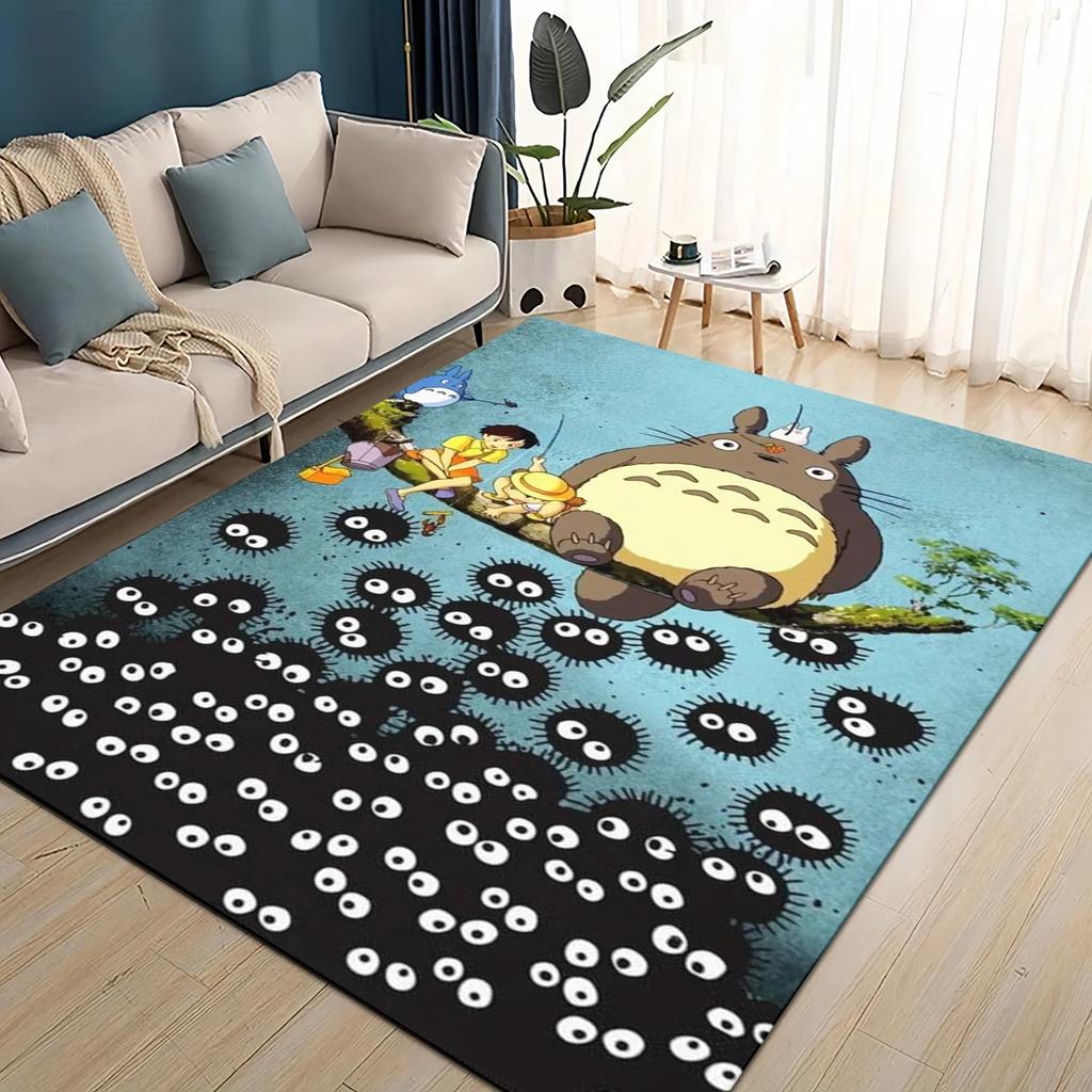 3D T-Totoros Cartoon Area Rug,Carpet Rug for Living Room Children's Bedroom Sofa Doormat Decor,kids Play Non-slip Floor Mat