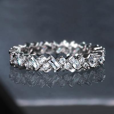 Brilliant CZ Bands Women Wedding Rings Simple Stylish Girl Accessories Delicate Engagement Ring Versatile Fashion Jewelry