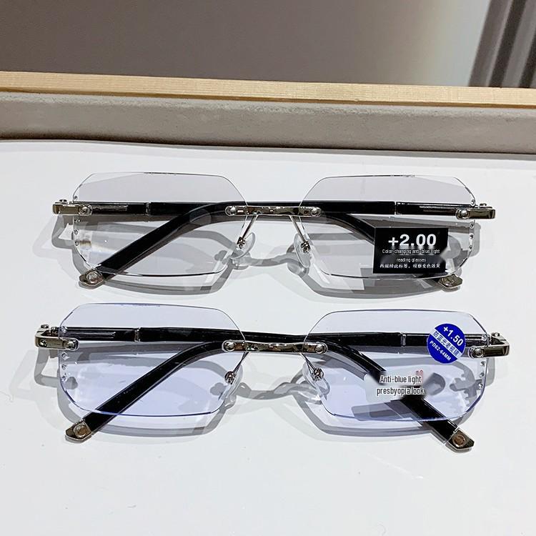 Advanced Frameless Photochromic Beveled Reading Glasses with Anti-Blue Light & High Definition