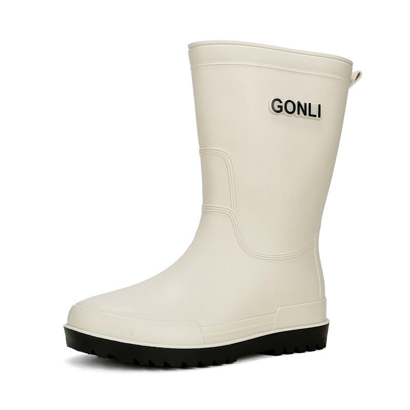 Rain shoes men's warm rain boots non-slip short tube integrated waterproof shoes kitchen rubber shoes medium tube car wash fishing shoes