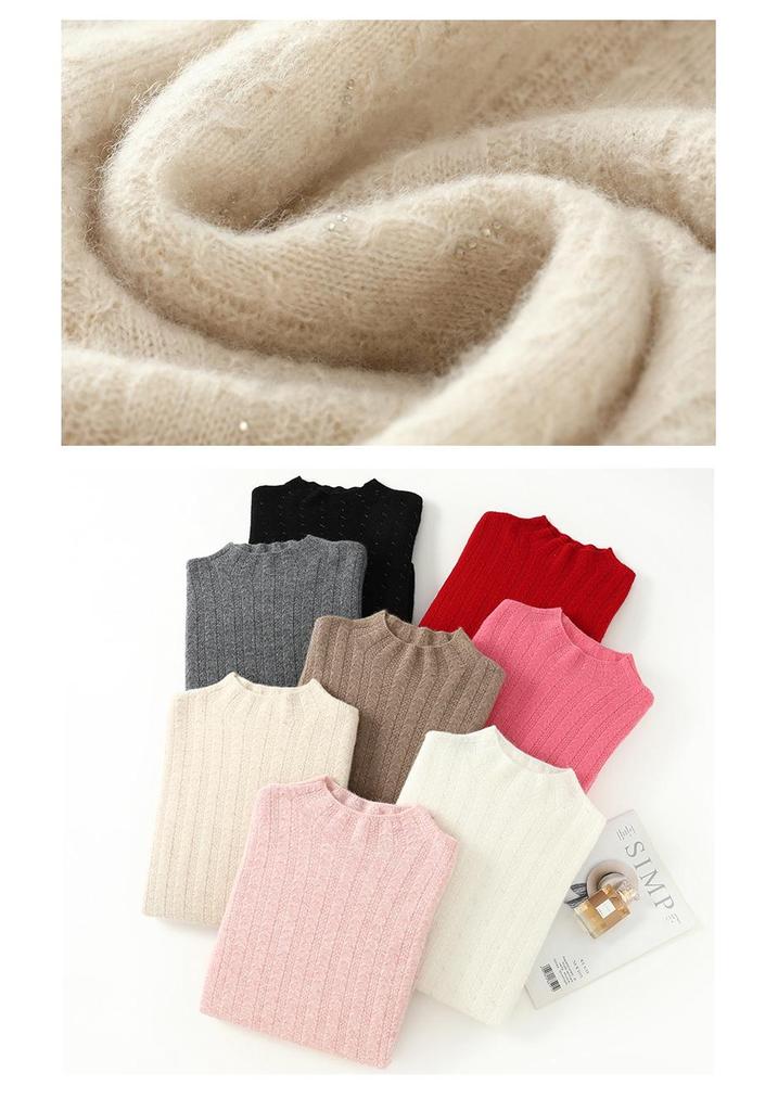 Lekasha Women's Cashmere Half-High Neck Slim-Fit Pullover Sweater for Fall/Winter