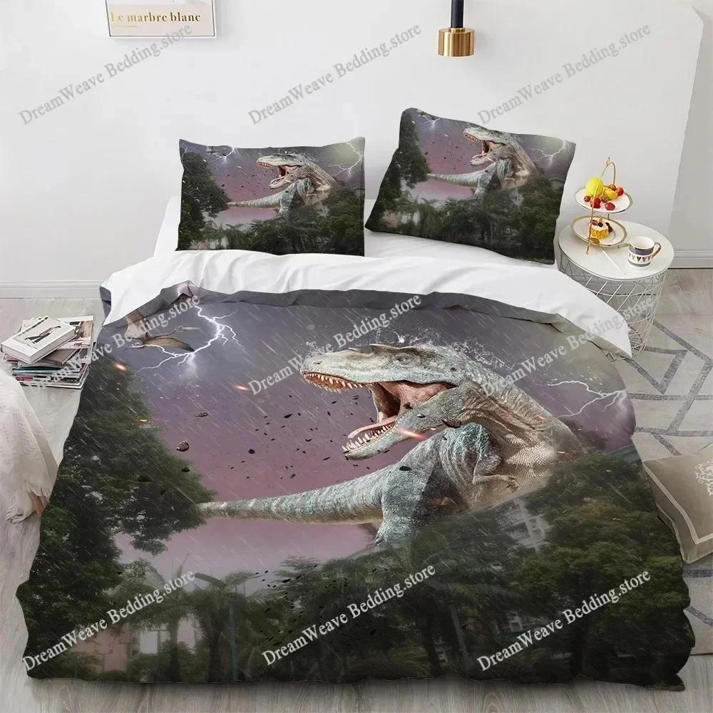 Dinosaur Duvet Cover Set for Kids Boys Girls Polyester King Queen Size Bedding Set Cartoon Wild Animals Comforter Quilt Cover96