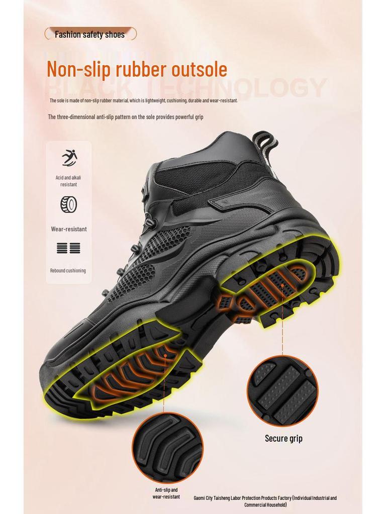 High-Top Steel Toe Safety Boots: Anti-Smash, Anti-Puncture, Ankle Support, Comfortable for Long Standing.