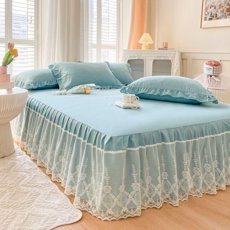 Elastic Bed Ruffles Bed Skirt Soft Comfortable Wrap Around Fade Resistant Bed Cover Without Surface Bed Protector