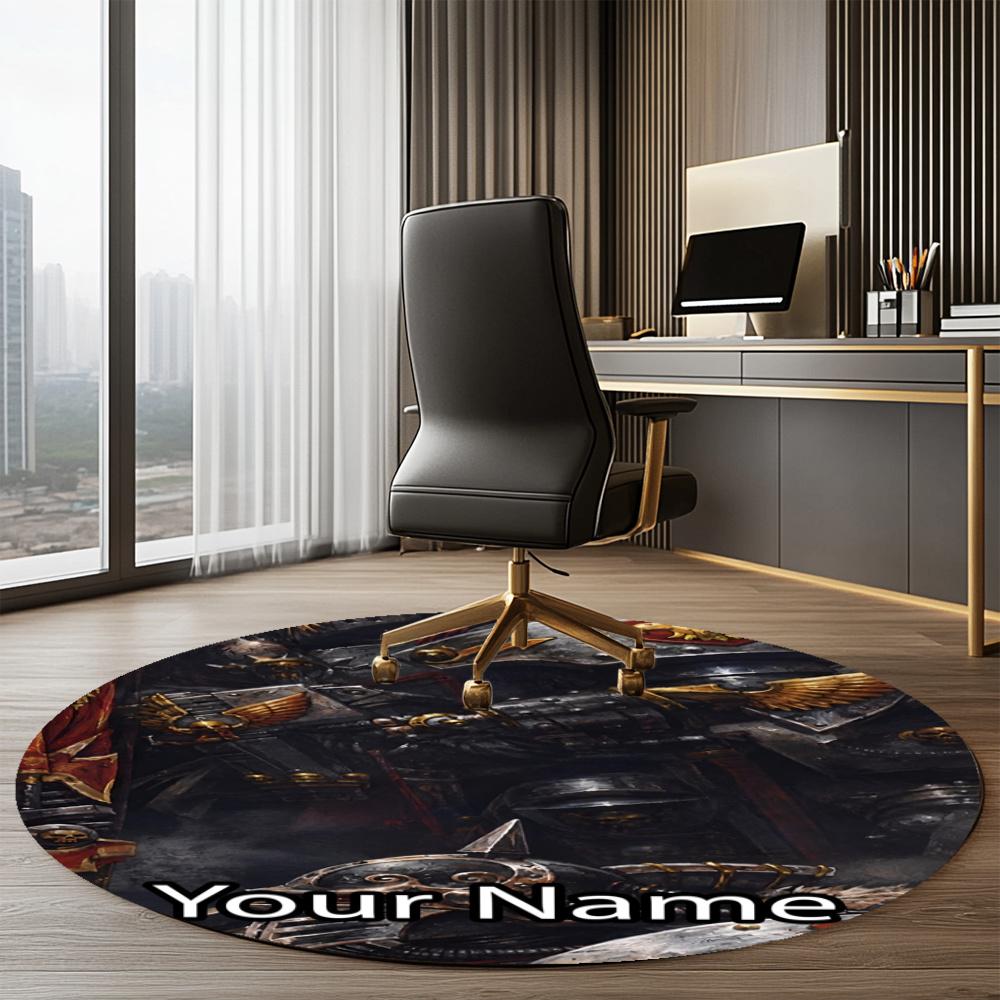 Custom Name Warhammer 40K Printed Round Rug Carpet Chair Rug Area Rug Entryway Doormats,for Office Chair Living Room Bedroom Kitchen Room.