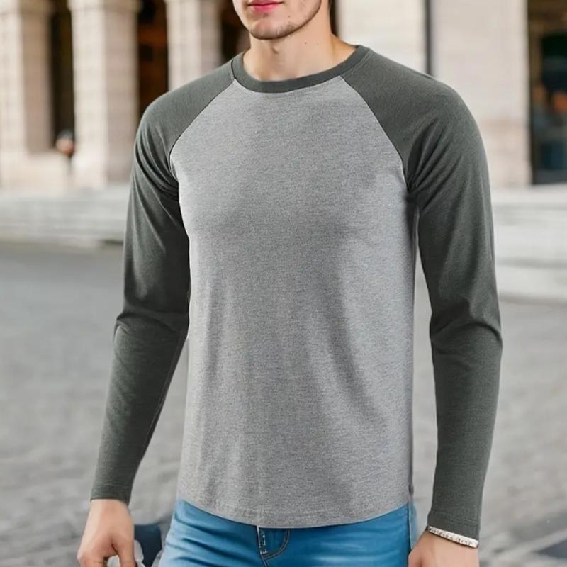 

Простые однотонные мужские футболки с принтом, футболки с длинным рукавом, повседневные свитера с круглым вырезом, мужская одежда больших размеров XS серый