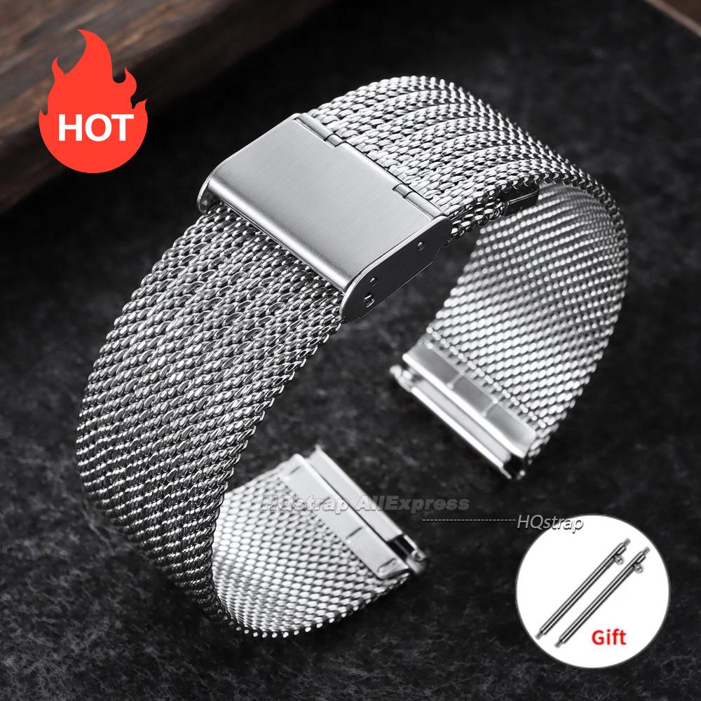 0.6 Milanese Mesh Watch Strap 18mm 20mm 22mm Universal Bracelet for Seiko for DW Sport Stainless Steel Wristband Accessories