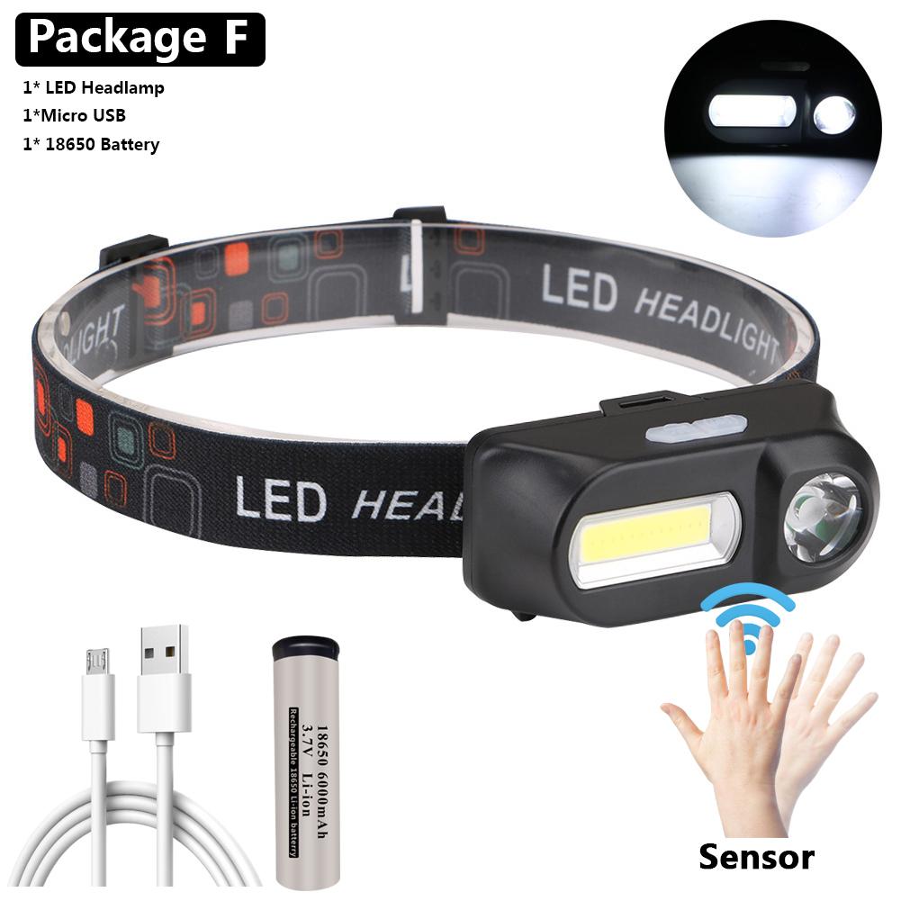 

1804 Датчик XP-G Q5 Налобный фонарь Кемпинг Налобный фонарь от 1*18650 Перезаряжаемая батарея Светодиодные лампы COB Литий-ионные 10 Вт Package F