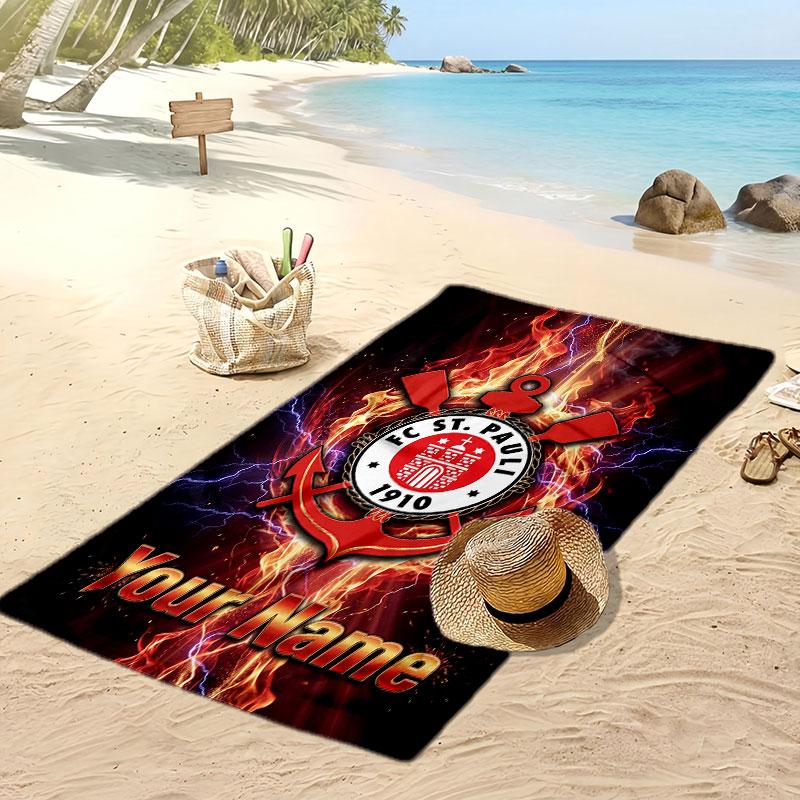 FC St. Asciugamano da Spiaggia Stampato Personalizzato Pauli Logo Calcio Supporto Nome Personalizzato Testo Asciugamano Assorbente Per Sport Viaggio Regalo Speciale