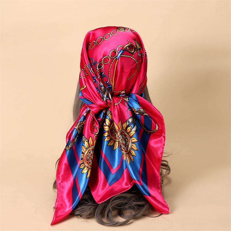 Silk Hair Scarf Scarftop Women Summer Satin Headscarf Foulard Bandana Cheveux Soft Neckerchief Hijab For Ladies