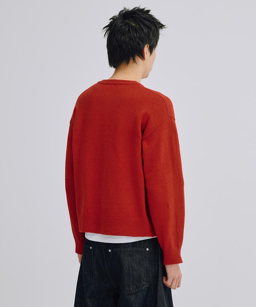 TAKEASY Essential Crop Knit Cardigan (Red)