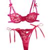 Lingerie Suit Women Ultrathin Lace Embroidery Transparent Bra & Briefs Lace-Up Bras Thongs Suit See Through Trikini Underwear