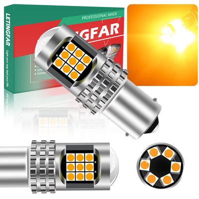 S25 LED Enkel Bärnsten 180 Graders Stiftvinkel Bromslampa 1156 G18 BA15S P21W