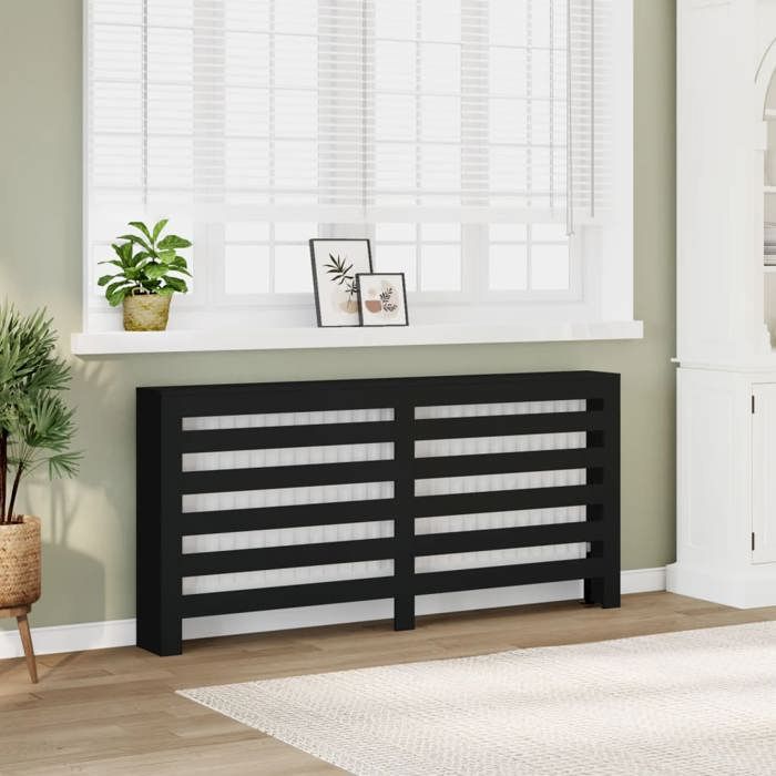 VidaXL Black Radiator Cover 175x20x82 Cm Engineered Wood, Radiator Cap, Top Radiator Cover, Profile Radiator 852709