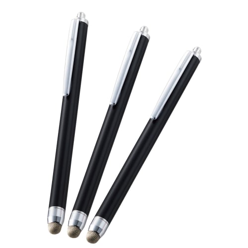 ELECOM Touch Pen Stylus Pen, Pack of 3, Conductive Fiber with Clip [Compatible with smartphones, tablets, iPhone, iPad, etc.] Black PWTPS03BK/3