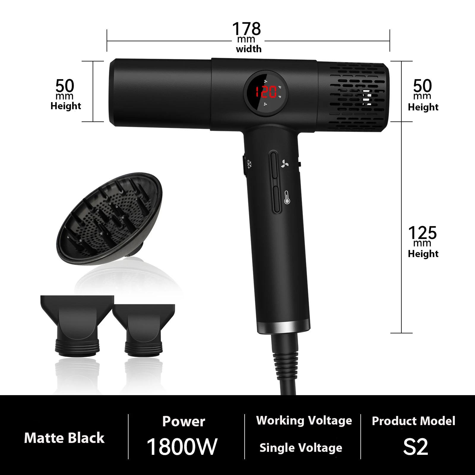 

High-speed hair dryer with LCD display, 110000RPM, negative ion, T-shaped, lightweight, brushless motor, quick-drying, low noise EU