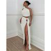 Fashion Style Ins Sexy Oblique Shoulder Evening Dress Backless Seaside Dress Sexy Cutout Split Skirt Suit