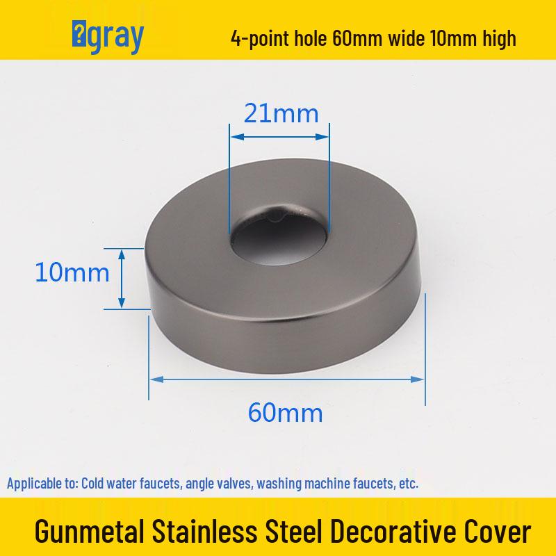 Gunmetal Grau Edelstahl Duscharmatur-Abdeckung, Verdicktes rundes Design in 4- oder 6-Punkt-Größen 4-point hole, 60mm width, 10mm height (1 piece)