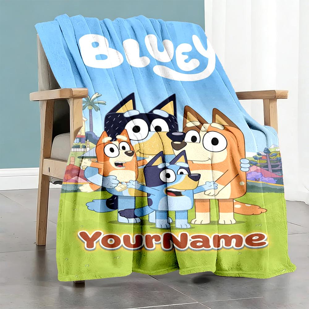 Bluey 95 Customize Text Blanket Gift Customizable Blanket Ultra-Soft Throw For Livingroom Living Room Couch Chair Four Seasons Universal