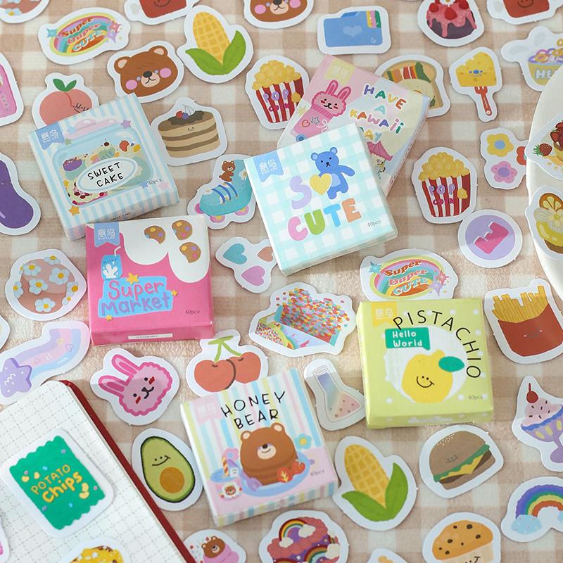 40 - Sheet Mini Carton - boxed Cute Cartoon Stickers, Colorful Graffiti - inspired Illustrations, Self - adhesive