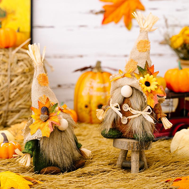 Burlap Thanksgiving Charming Gnome Decoration Featuring Harvest Cap And Accents Seasonal