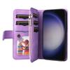 For Samsung Galaxy S25/S24 Leather Case with Strap Zipper 9 Card Slot Phone Cover Stand