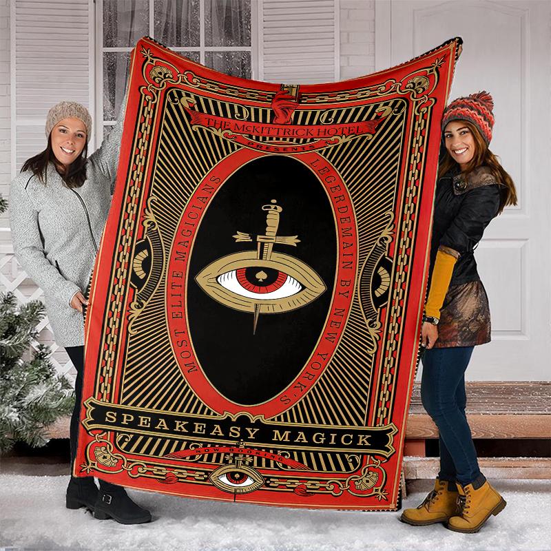 1PC All-Seeing Eye theme printed blanket, all season lightweight home office outdoor nap multifunctional blanket A9