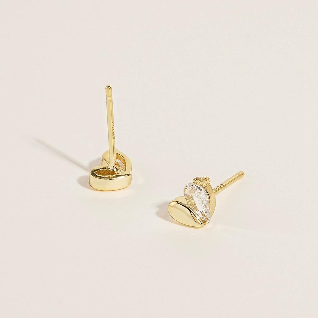 Fashion Earrings Jewelry for Ladies 18K Gold Plated 925 Sterling Silver Small Cute Heart Stud Earring Piercing Jewelry