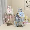 Sweet ballet style lace mini backpack new girly heart contrast plaid cute print small backpack