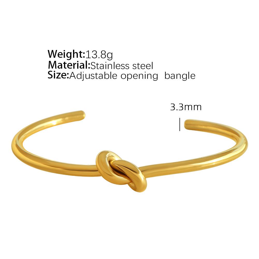 French Retro Fashion Geometric Titanium Steel Open Bracelet Women S Twist Knot C-Shaped Bracelet Women S Niche Design
