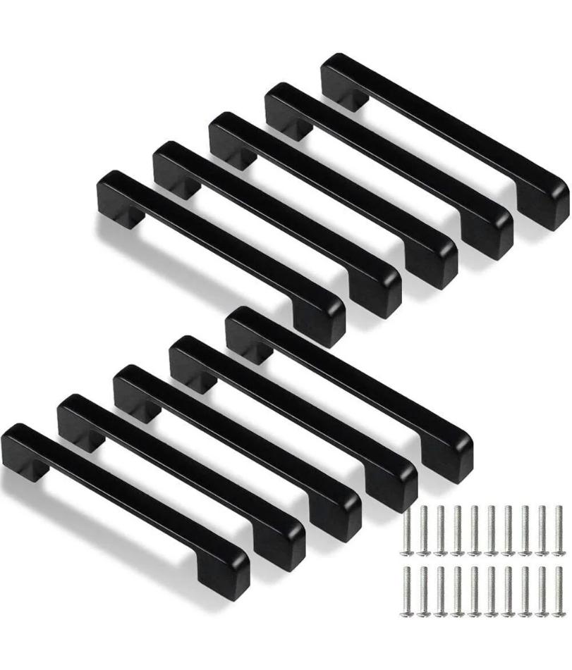 10 stücke Schwarz Griffe Schrank Zieht Küche Möbel Tür Knöpfe Kleiderschrank Schublade Zieht Knöpfe Küche Schrank Griff Hardware