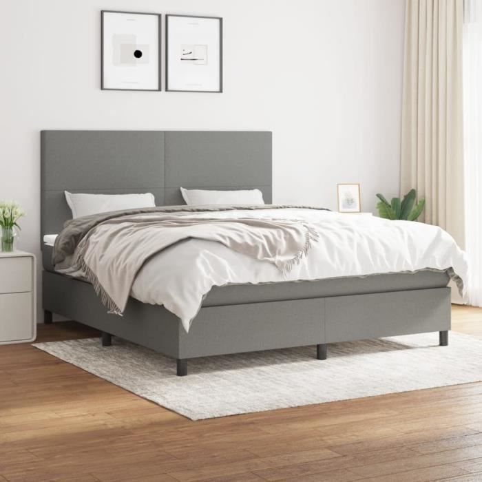 VidaXL Divan Bed with Mattress Dark Grey 160x200cm Fabric - Model 3141626
