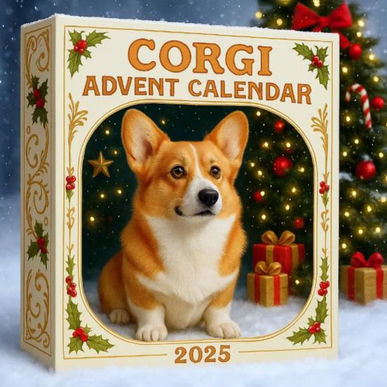 Corgi Christmas Advent Calendar 2025 24 Days Countdown Calendar Acrylic Corgi Themed Ornaments Holiday Gifts for Dog Lovers