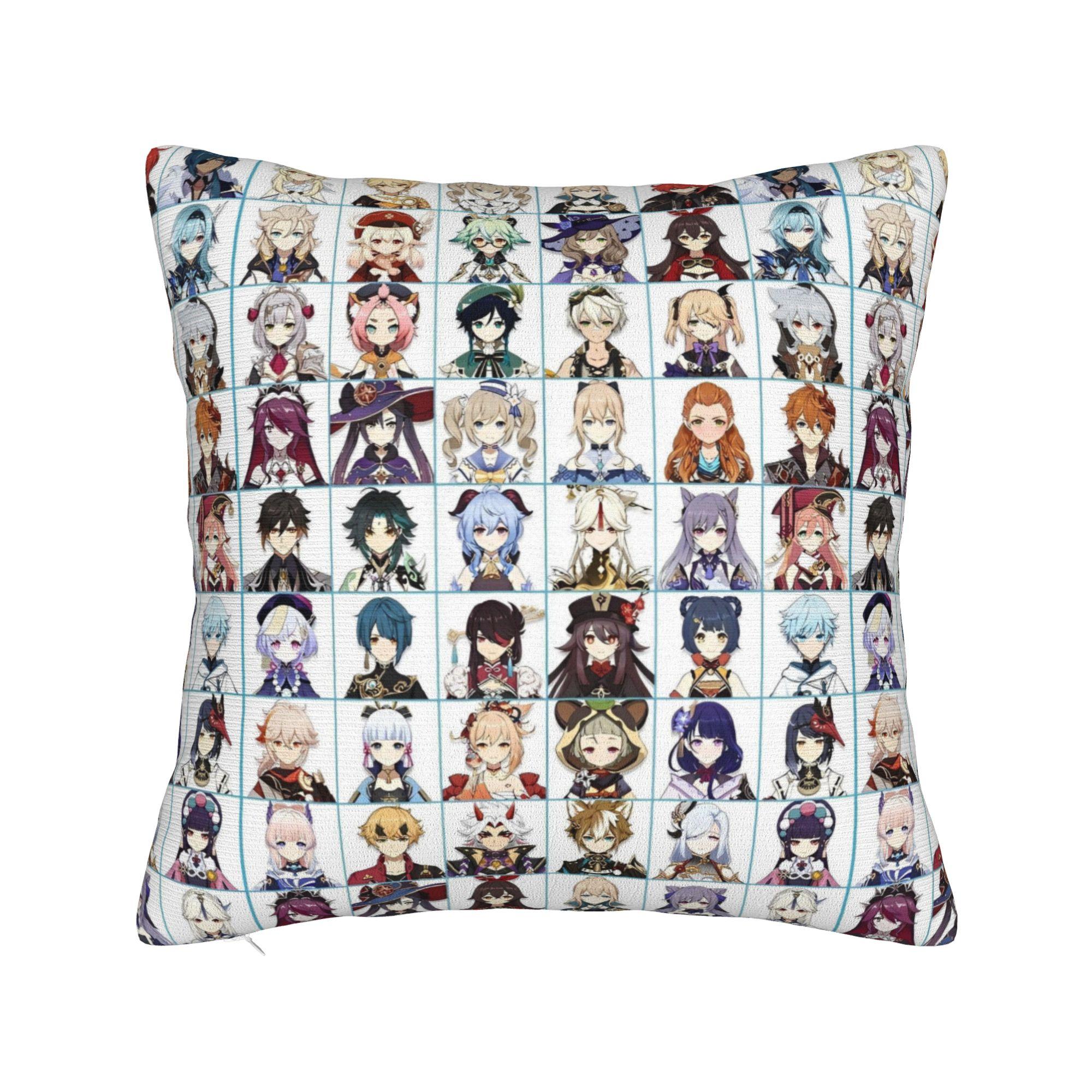 

Printed Genshin Impact Chibi Character Pillowcase Fabric Cushion Cover Decoration Manga anime Game Throw Pillow Case Cover Chair 30cm x 30cm