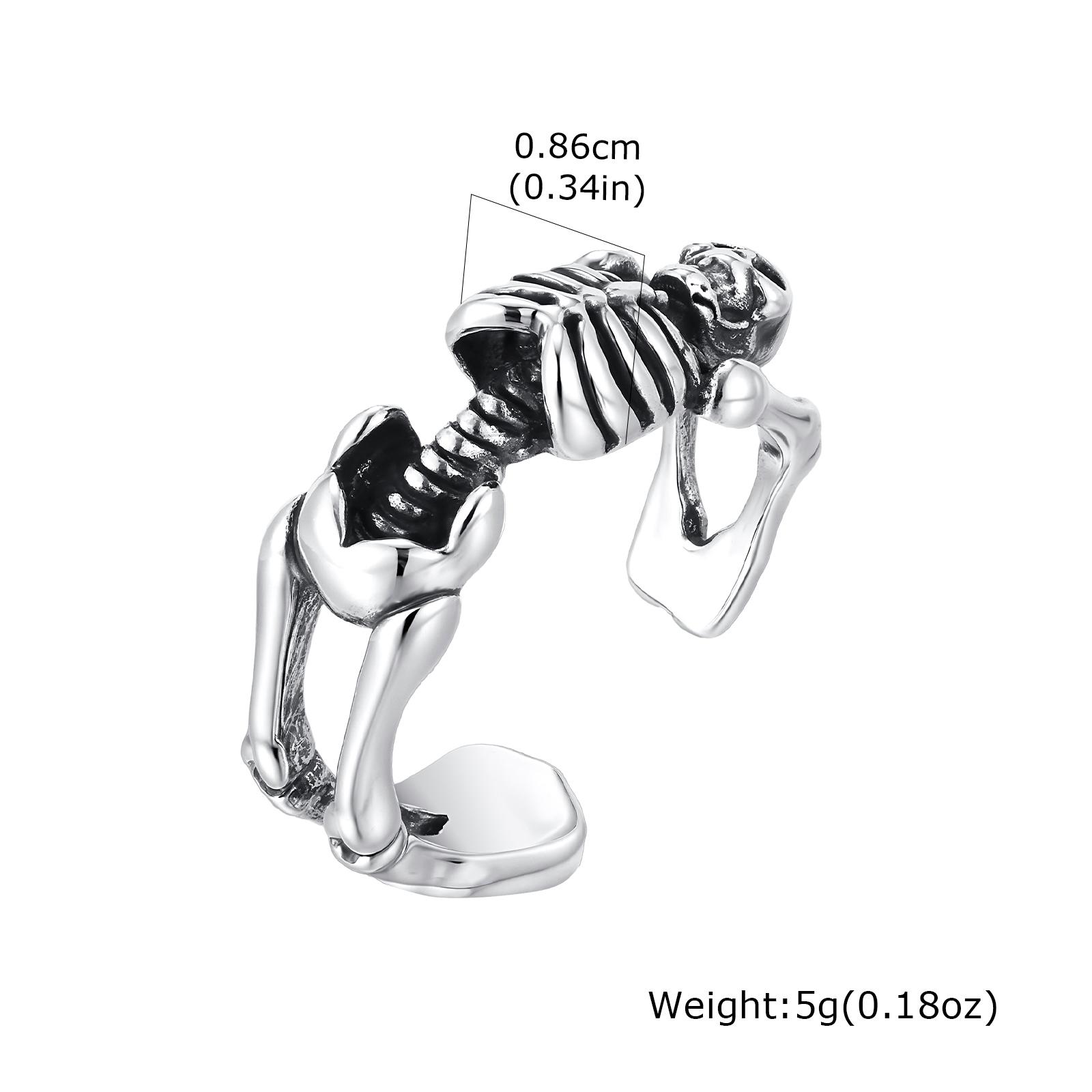 

Creative Punk Skeleton Opening Ring for Men, Retro Gothic Skull Metal Rings, Vintage Hip Hop Finger Jewelry Gift for Halloween