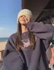 Women's Vintage Round Neck Long Sleeve Sweater Jacket – Plush Casual Autumn/Winter Top