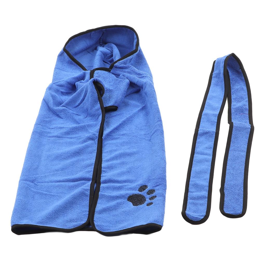 Dog Drying Coat Microfibre Fast Drying Highly Absorbent Pet Wearable Bath Towel with Adjustable Waist Belt for Dogs Cats