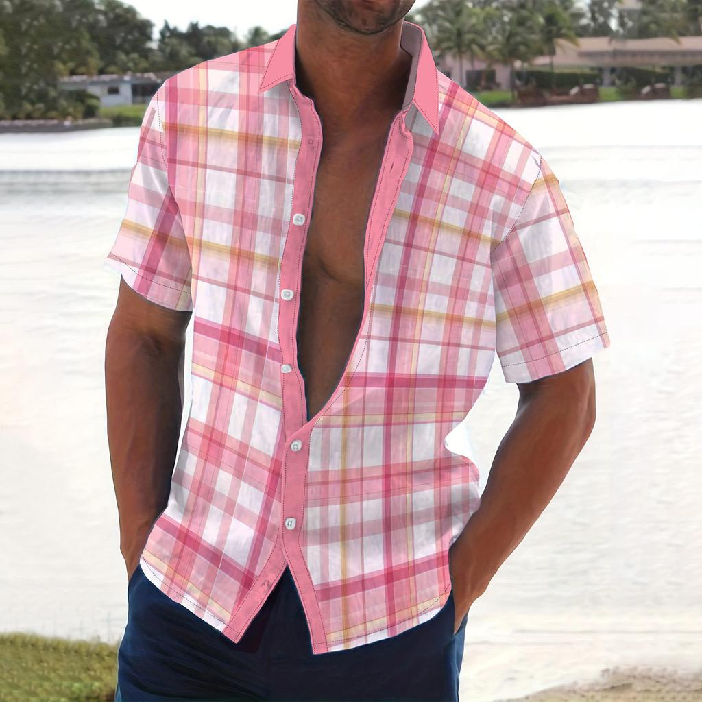 Camisa de manga corta con estampado suelto para hombre, cárdigan, camisa de playa, novedad de verano