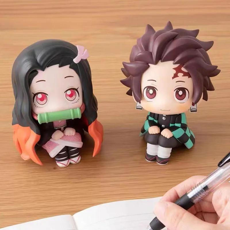 Cute Q-version PVC Figure Demon Slayer Kamado Tanjirou Kamado Nezuko Anime Model Toy Collectible Doll Gift Birthday Souvenir