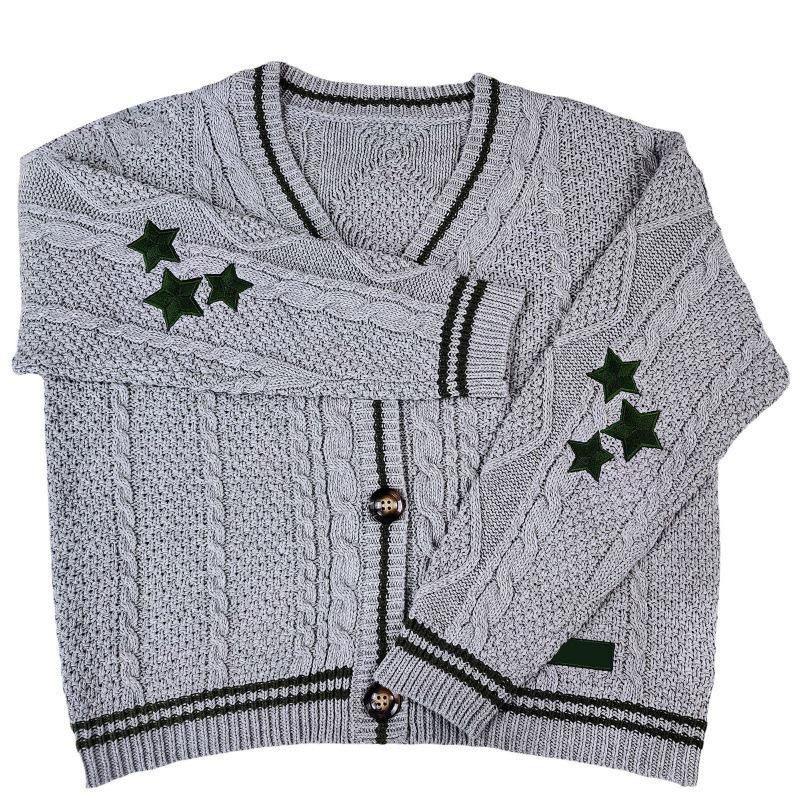 Ecru Fledermausärmel Strickware: Damen einreihiger Cardigan-Pullover für grenzüberschreitendes Pendeln