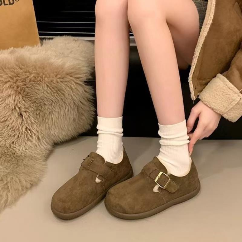 

Women s new winter velvet outer cotton shoes with one pedal, fluffy shoes, non-slip soft-soled Doudou shoes 40