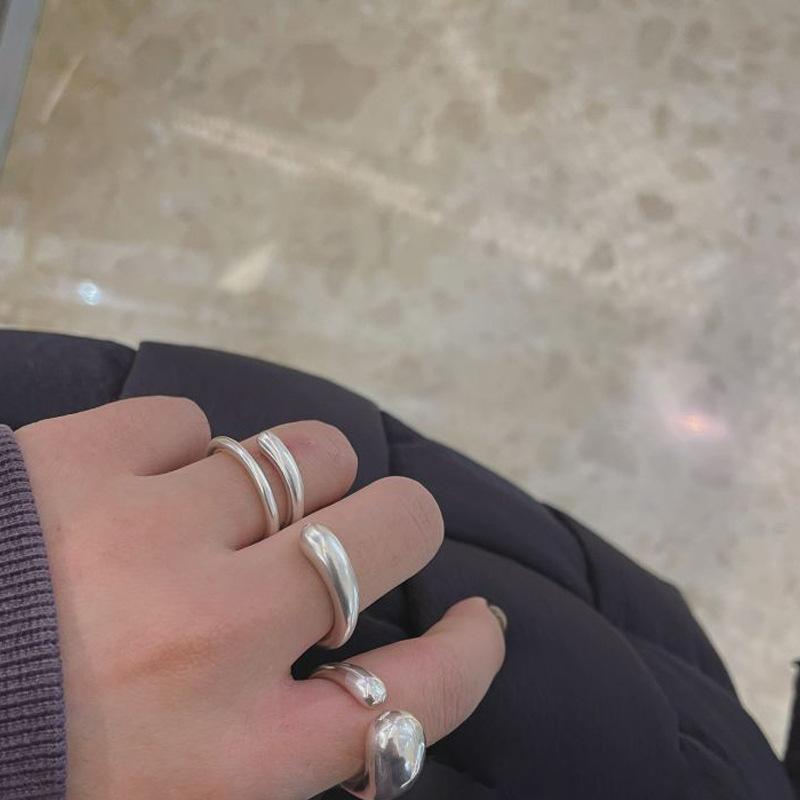 Unique Eyecatching And Open Double Ring In 925 Silver With Fashionable Gradient Design Women For